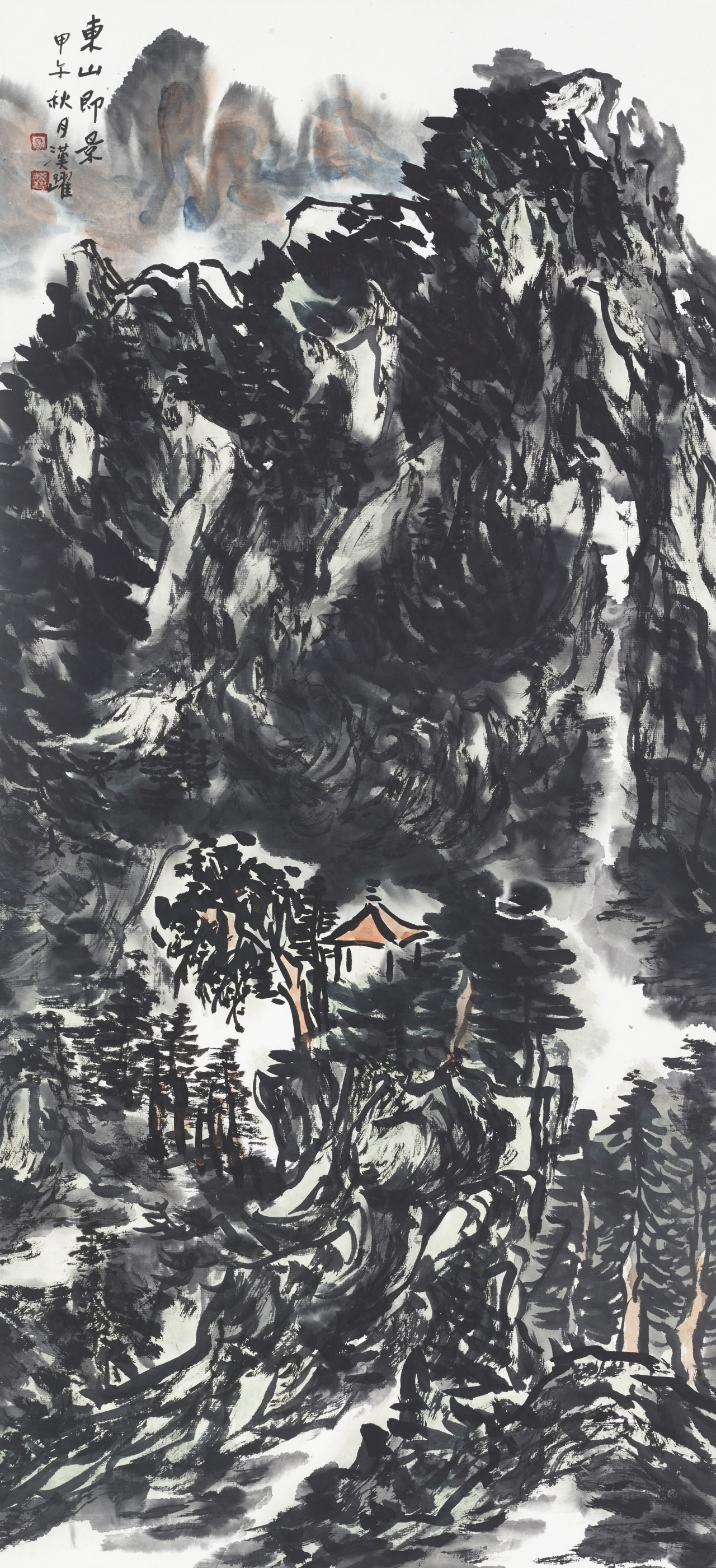 【东山即景-马汉跃山水国画-纸本(2014年作)】马汉跃六尺四裁作品