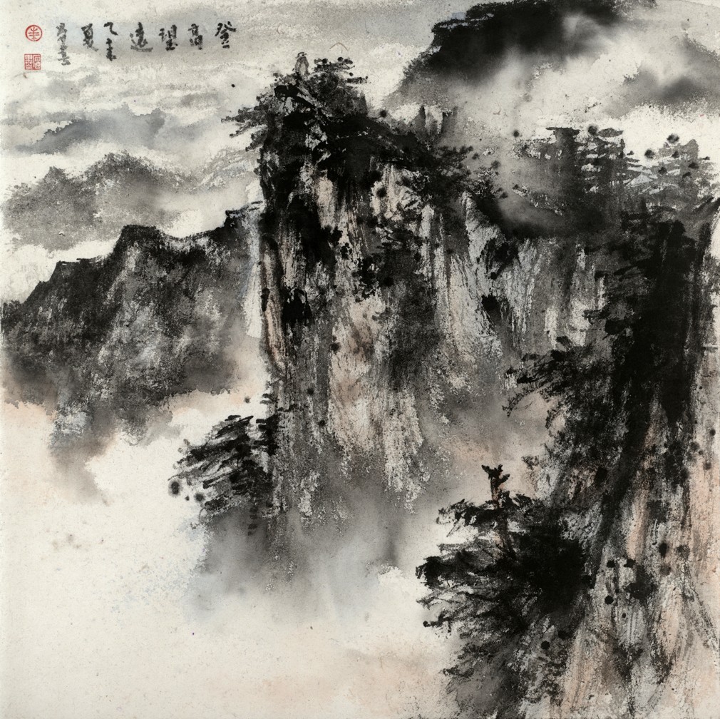 登高望远 high mountains 朱晏墨zhu yanmo 50cmx50cm 纸本chineseart