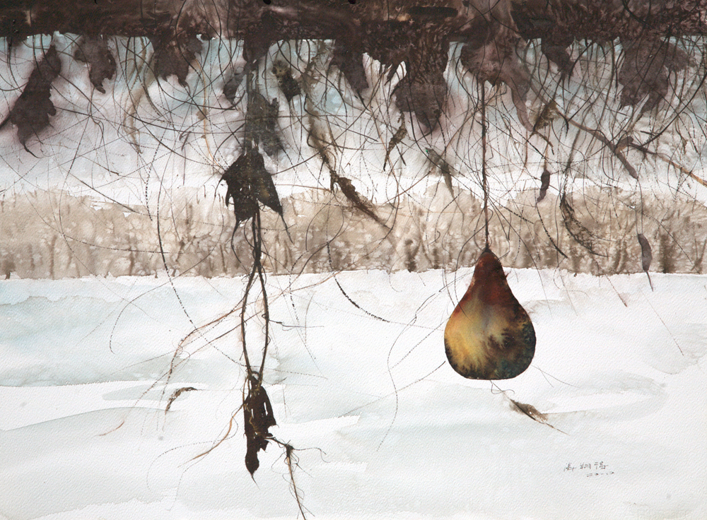 【葫芦架下的情丝 -张翔得风景水彩水粉-纸面(
