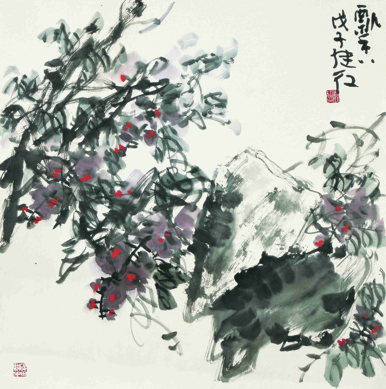 【飘香 68cm×68cm 纸本 2008年_副本-刘继红花鸟国画-纸本(2008年作)