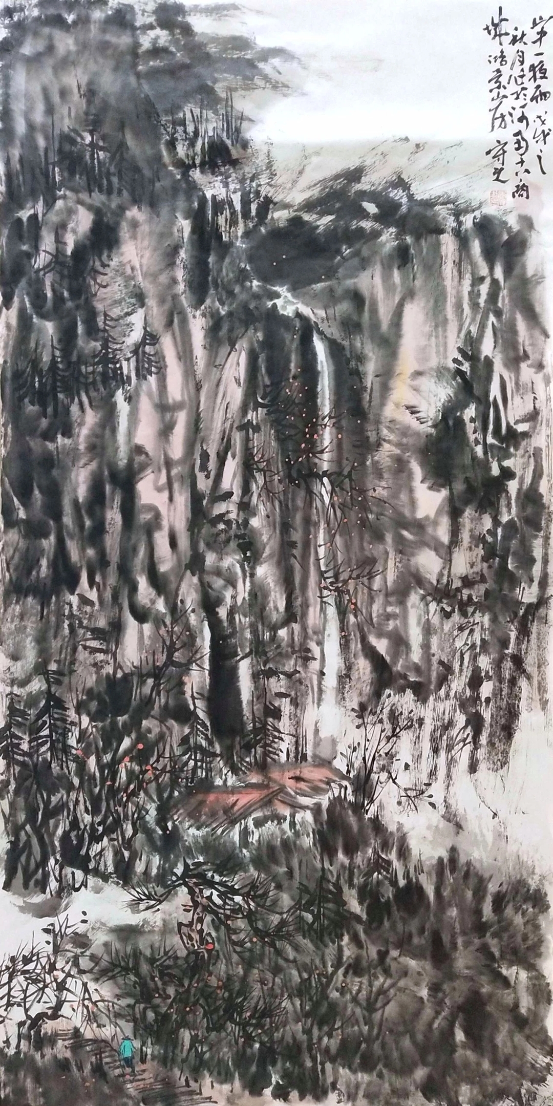 【山中一夜雨-李雁飞山水国画-纸本(2018年作)】山水
