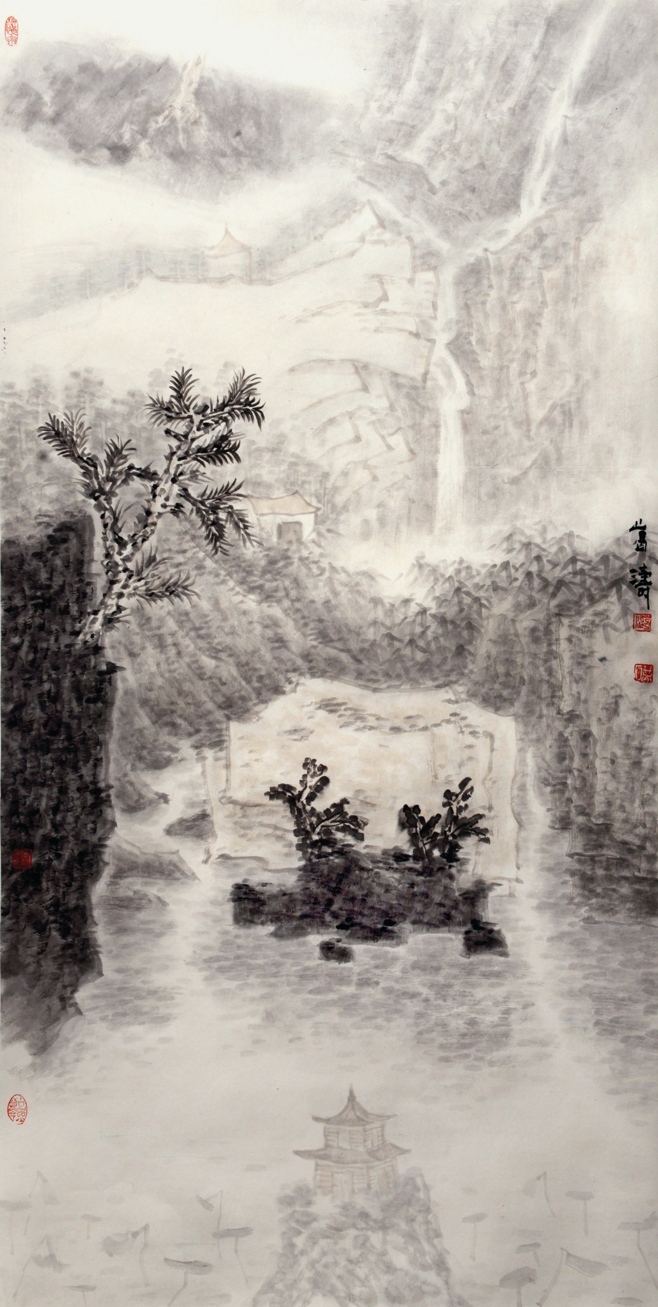 【禅境之一-葛涛山水国画-纸本(2018年作)】葛涛云水