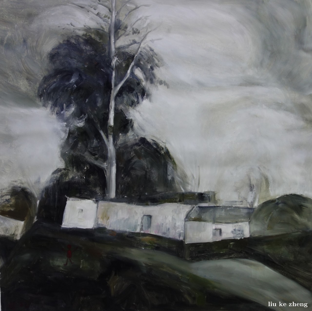 【白房子-刘可峥风景油画-布面(2019年作)】刘可峥_,.