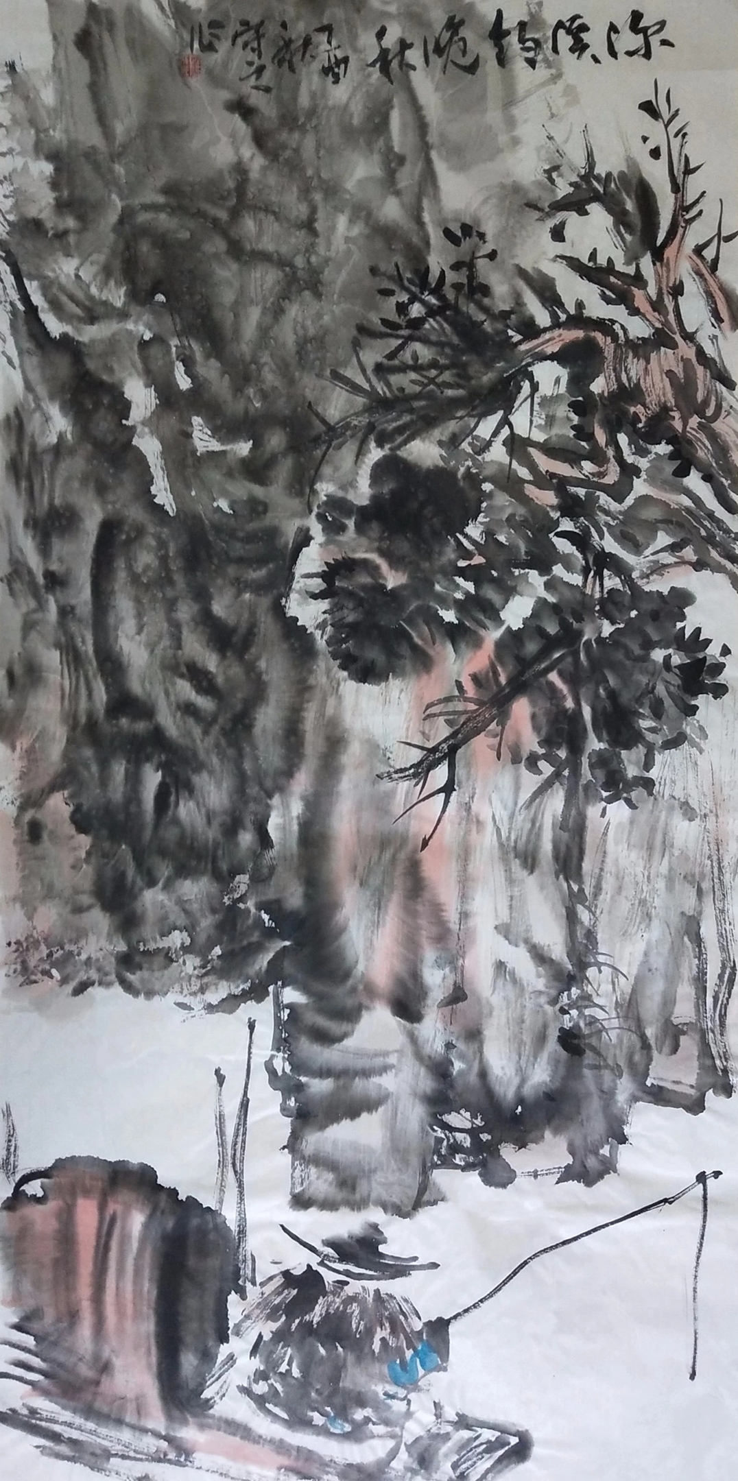 【深溪钓秋图-李雁飞山水国画-纸本(2018年作)】作品