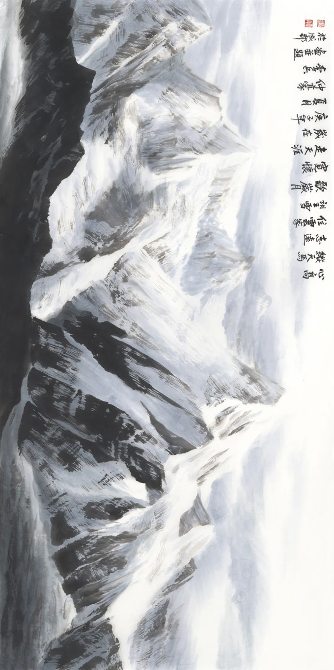 中国水墨高原雪山画法创始人李兵作品赏析二