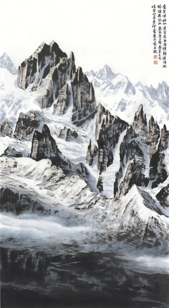 中国水墨高原雪山画法创始人李兵作品赏析二