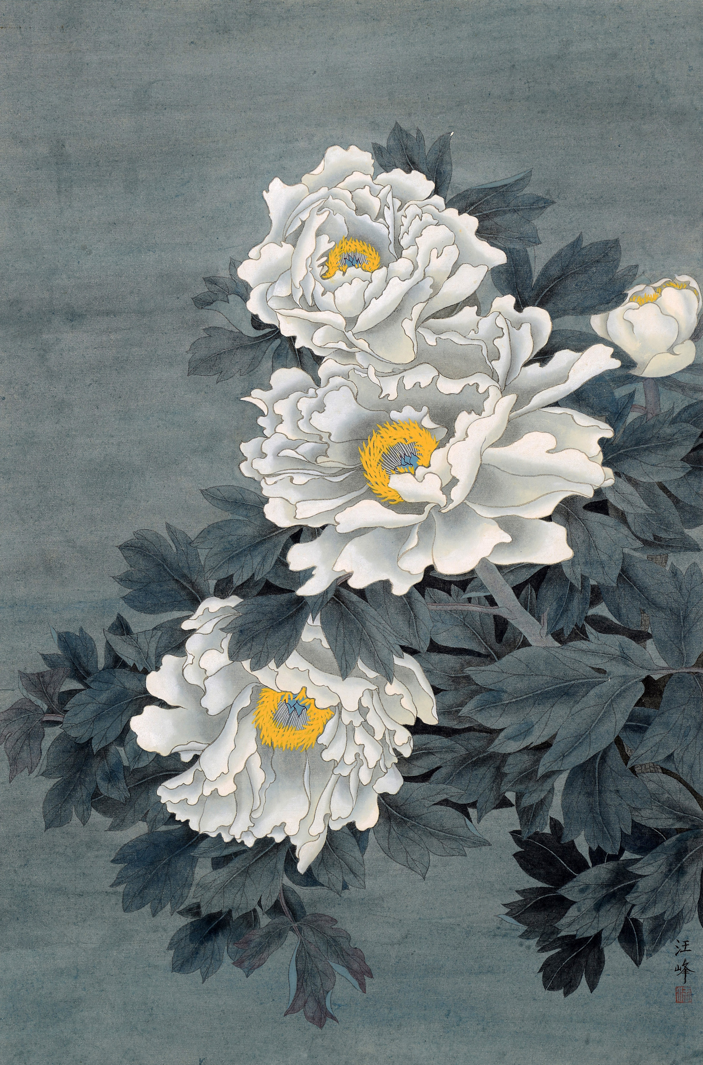汪峰 工笔白牡丹
