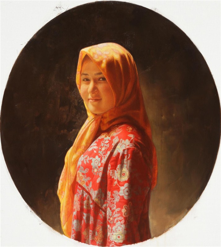 张宏 《墨玉姑娘》60x50cm 布面油画