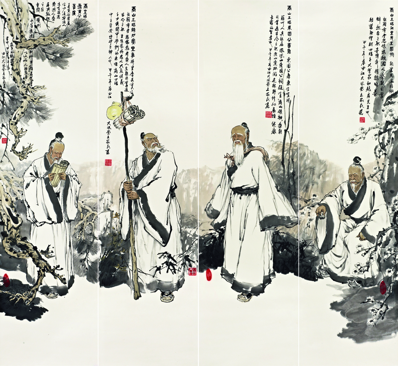 王家民 商山四皓·造像图