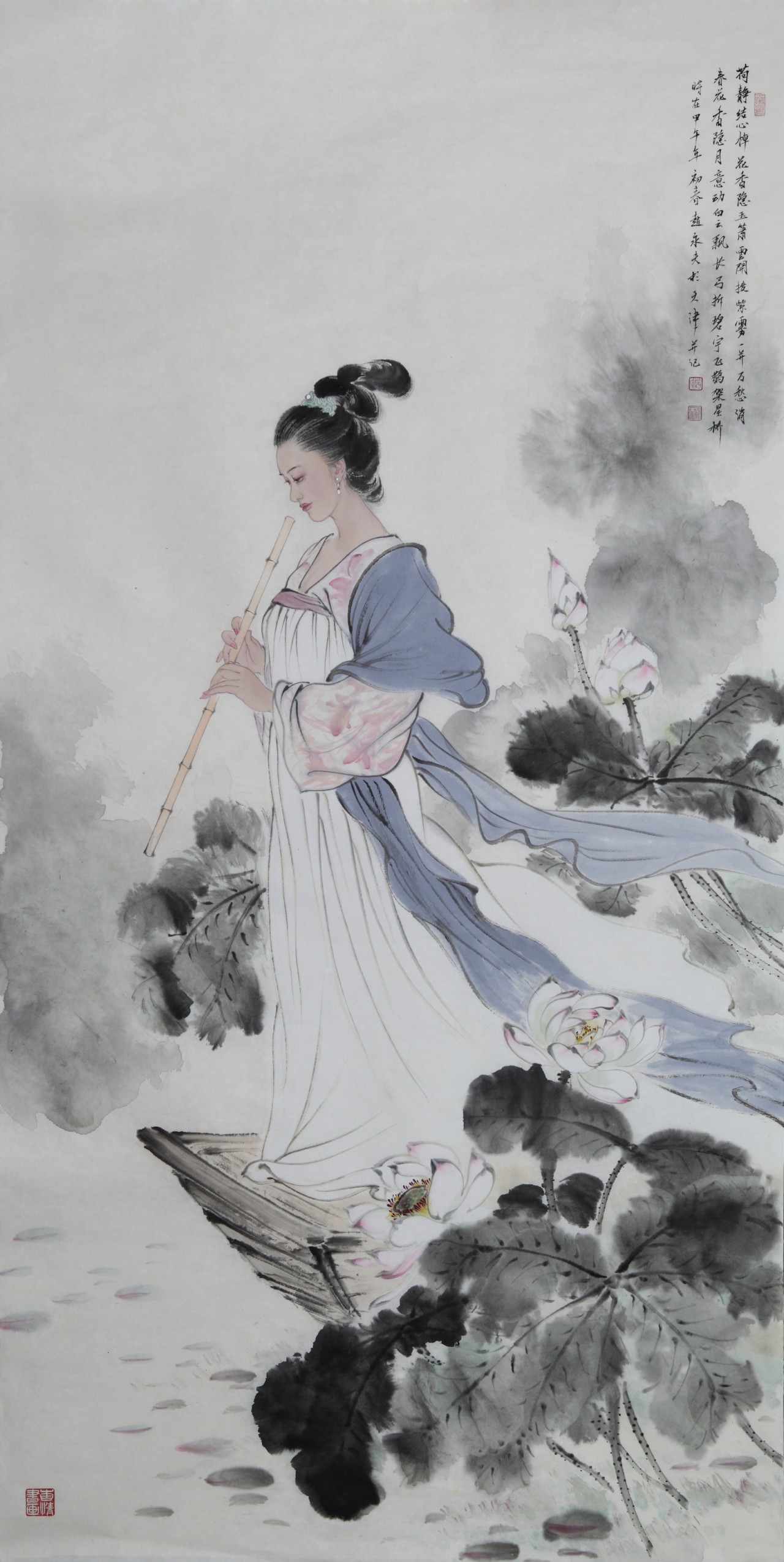 【荷香送清风-赵永夫人物国画-纸本(2014年作)】赵永夫写意人物作品