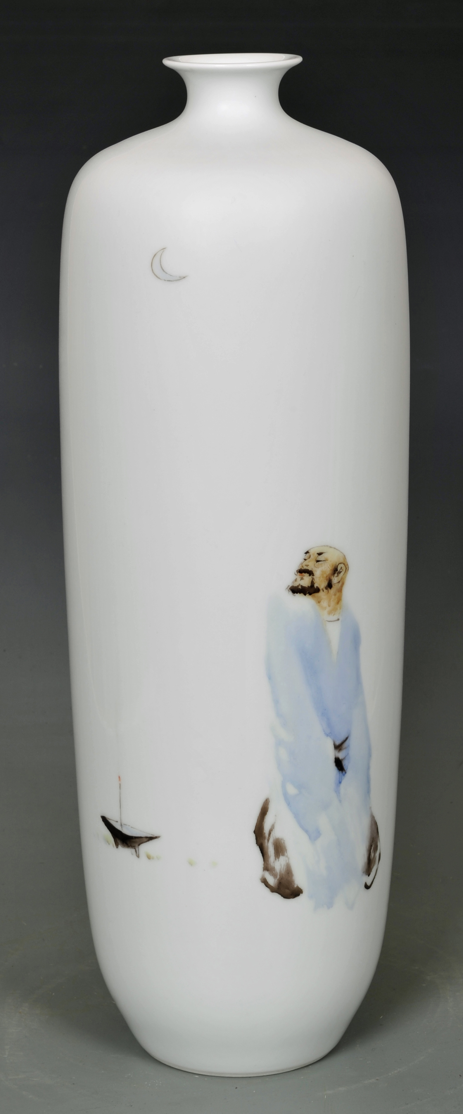 李斌 珐琅彩《半轮明月》瓷瓶