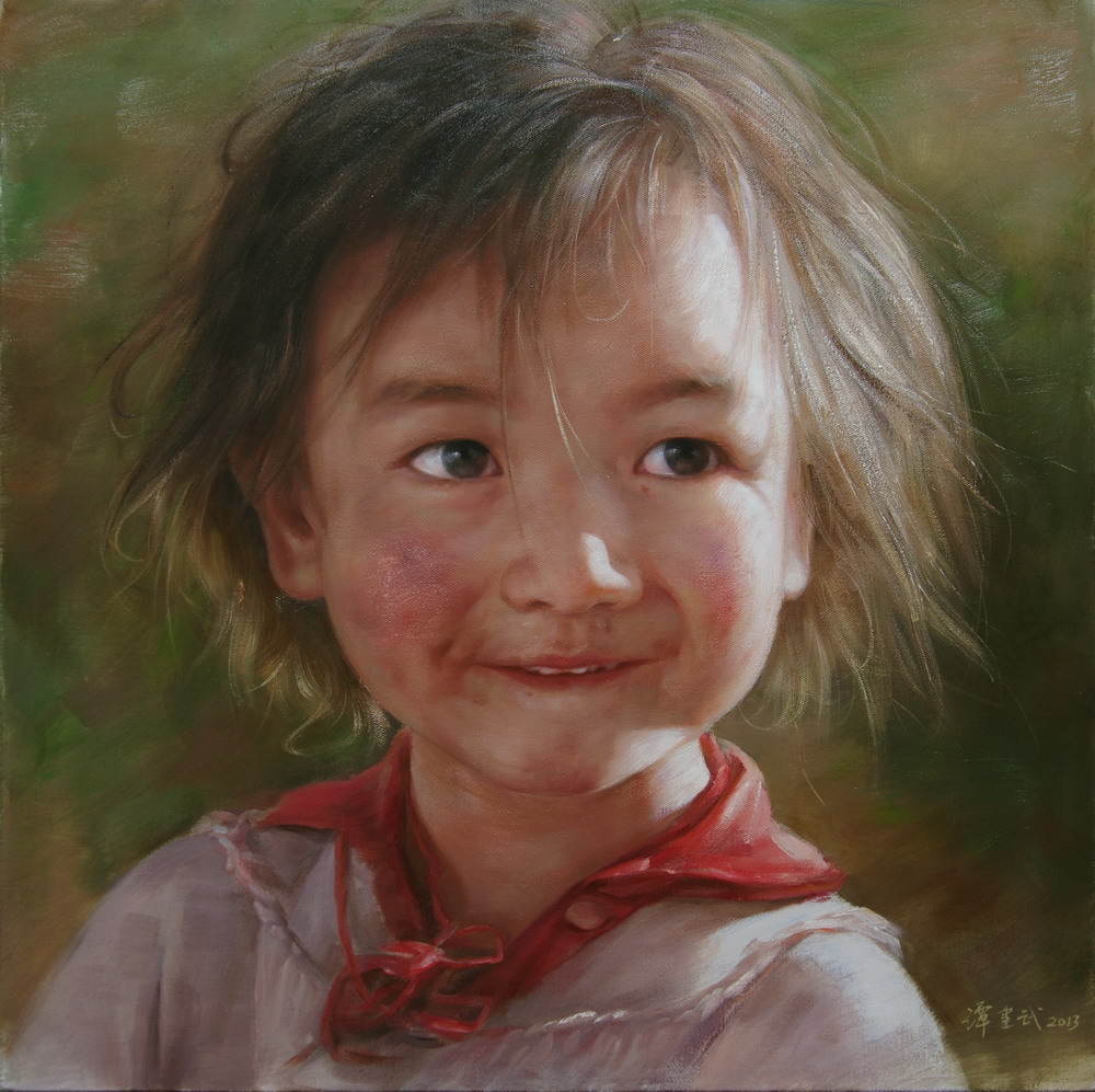 【西藏儿童组画15-谭建武人物油画-布面(2013年作)】谭建武作品_个人