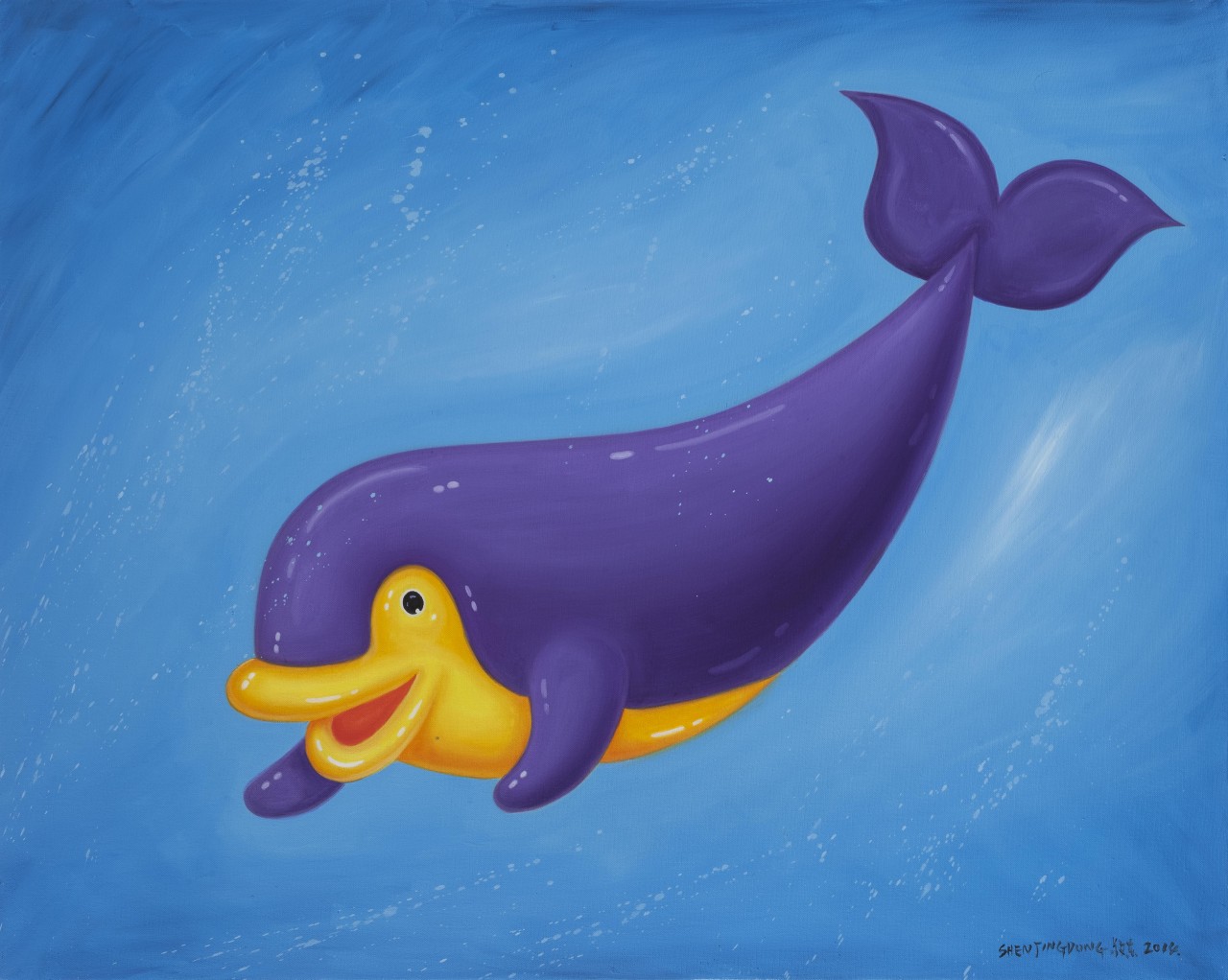 【海豚100x80cm2015年 (1)-沈敬东动物油画-布面(2015年作)】沈敬东