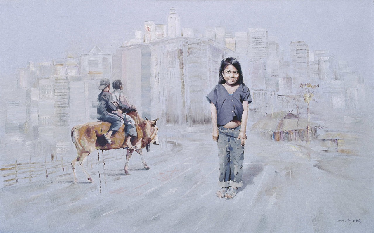 【20时代风景—留守儿童-段玉海人物油画-布面(2008年作)】段玉海