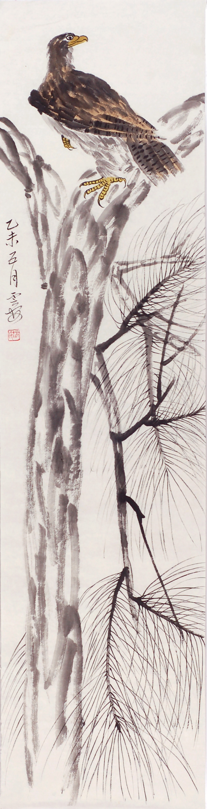 花鳥画】鷹松鳥-