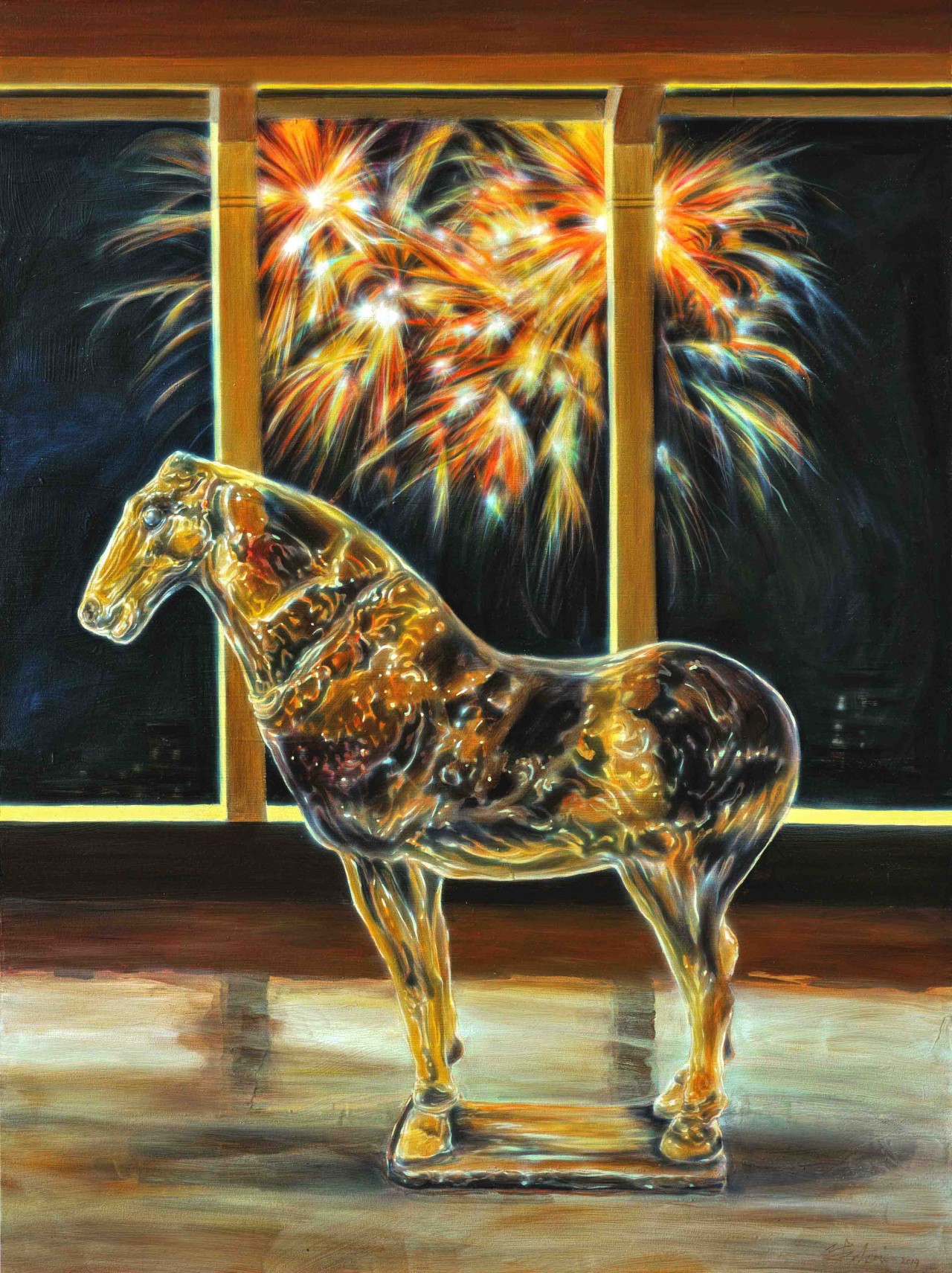 【不想只是瞬间的怒放- 朱海静物油画-布面(2014年作)】 朱海新作作品