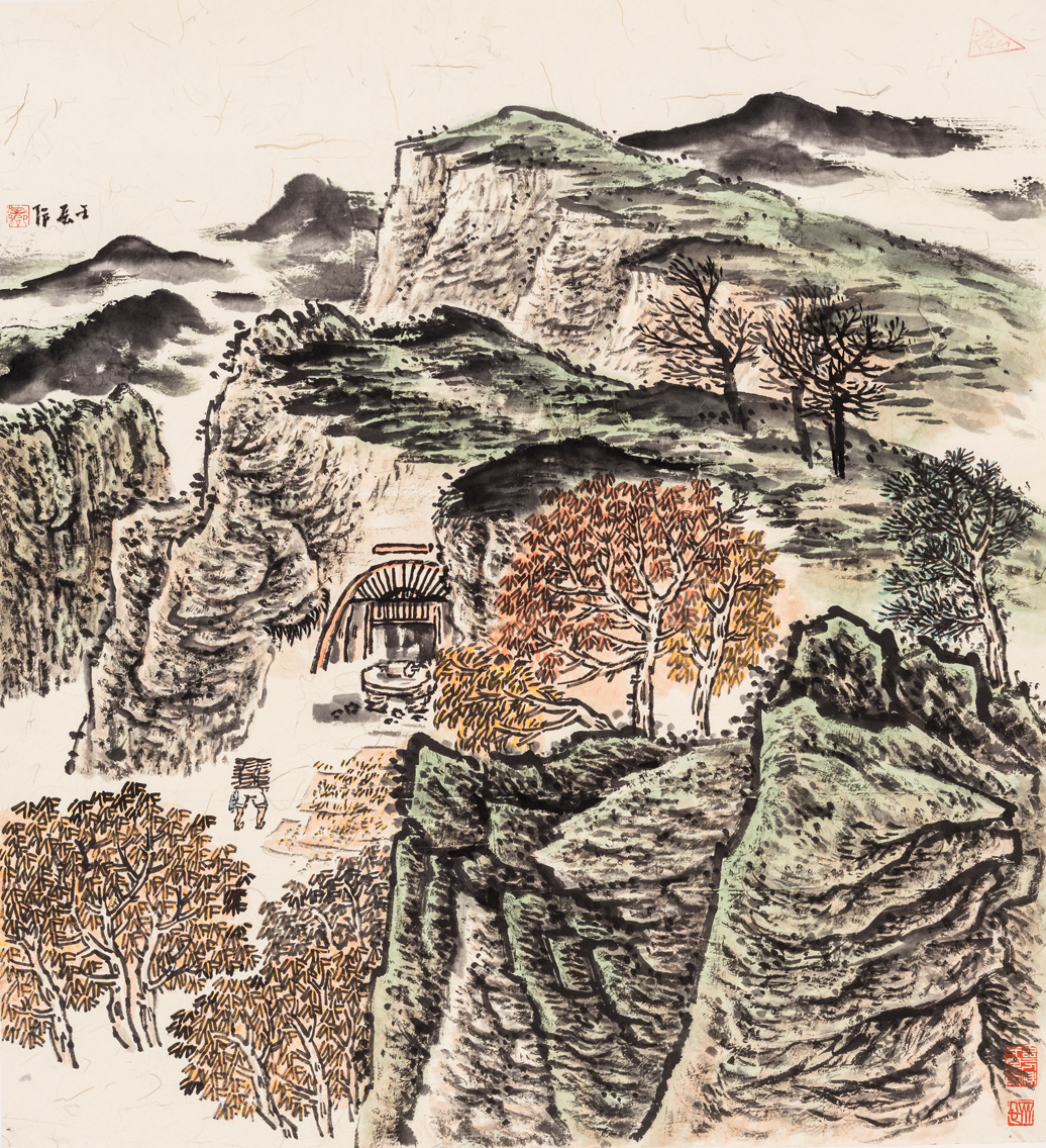 【陕北人家-路卿山水国画-纸本(2012年作)】路卿作品_个人作品推介