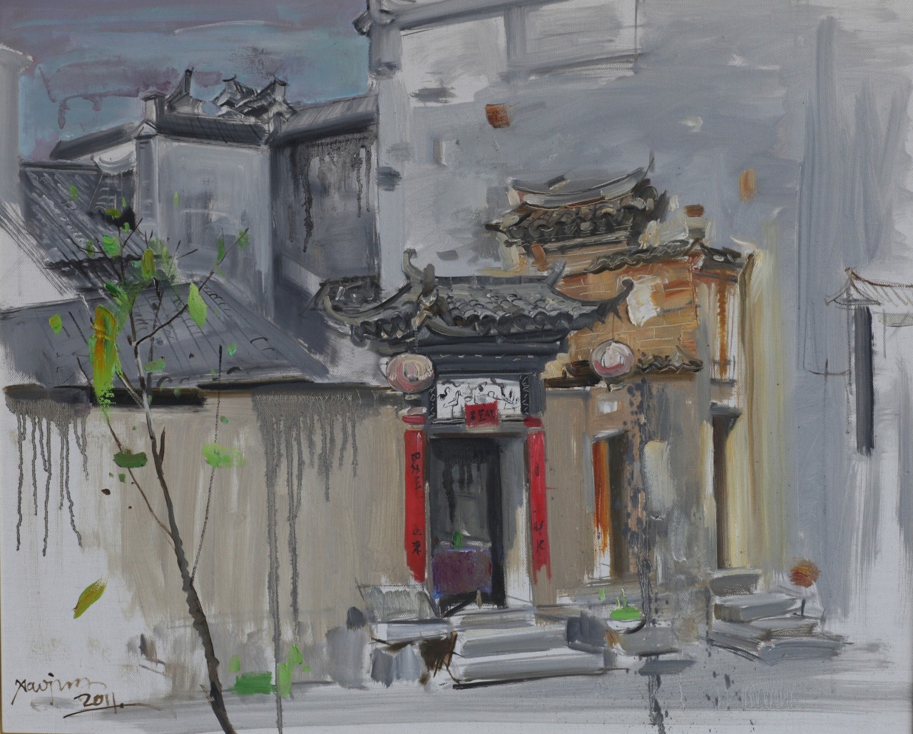 【屏山村景-巫晓疆风景油画-布面(2011年作)】巫晓疆作品_个人作品