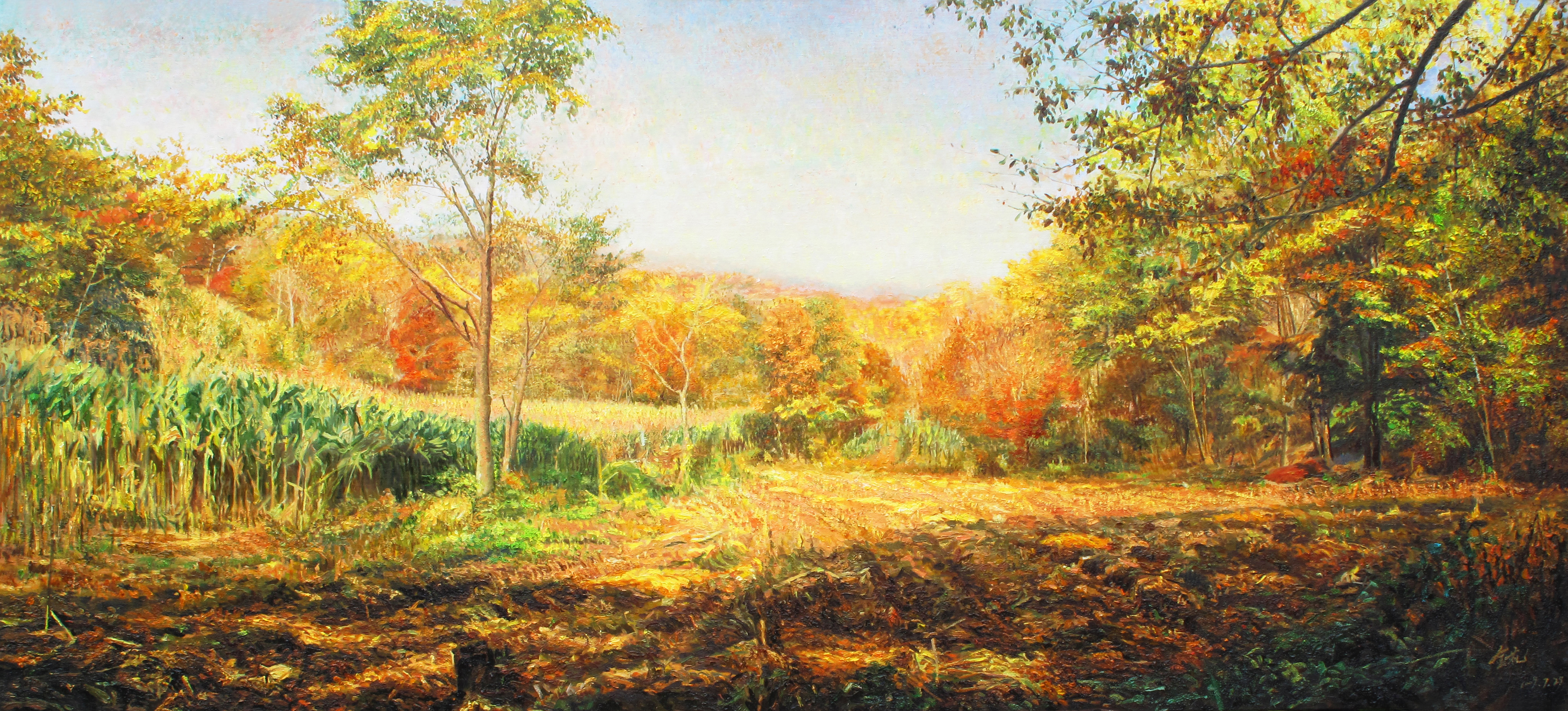 王金花 家乡秋色(油画168×76cm)2009年作