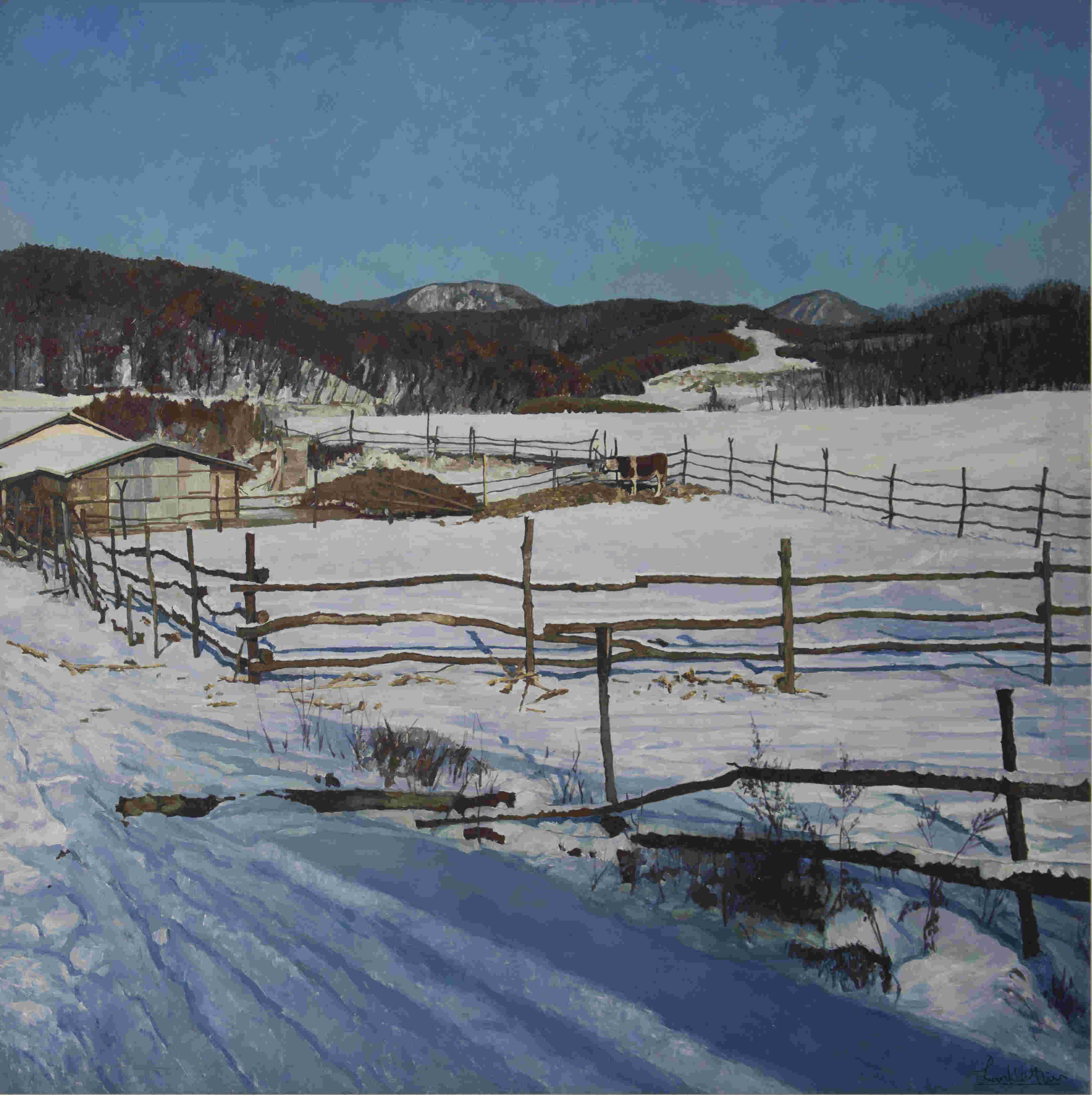 【《雪原》-牛连和风景油画-布面(2005年作)】牛连和油画作品_个人