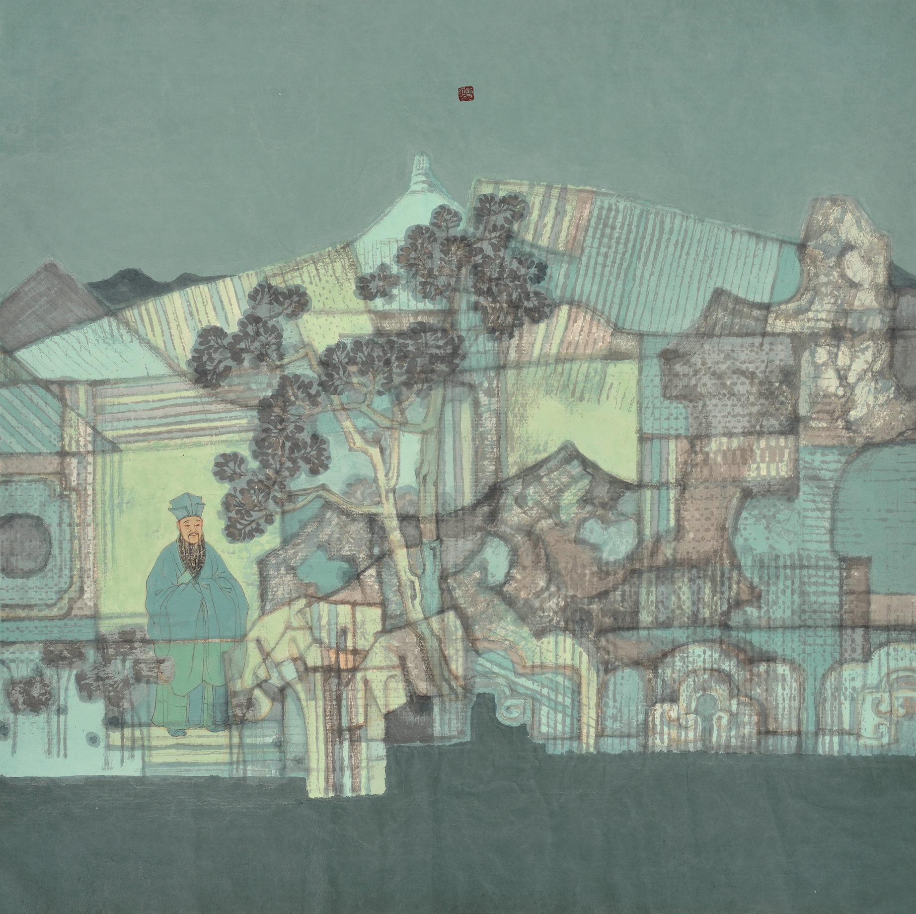 翁志承 2020年作品  游园别记之四   68x68cm