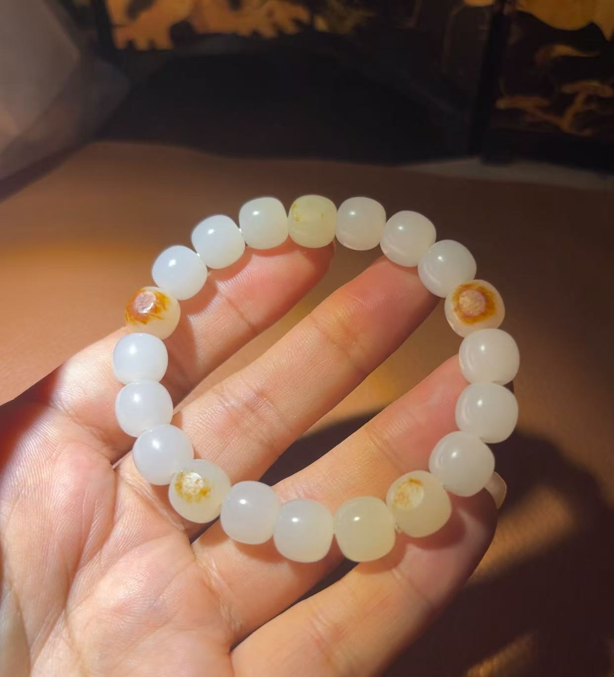 9*10  5粒红皮老型珠手串 