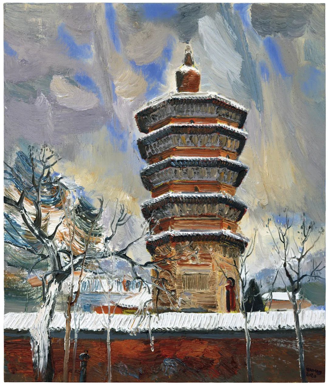 孟新宇《安阳文峰塔》61x73cm 布面油彩 2020纵然路途孤独,父亲始终