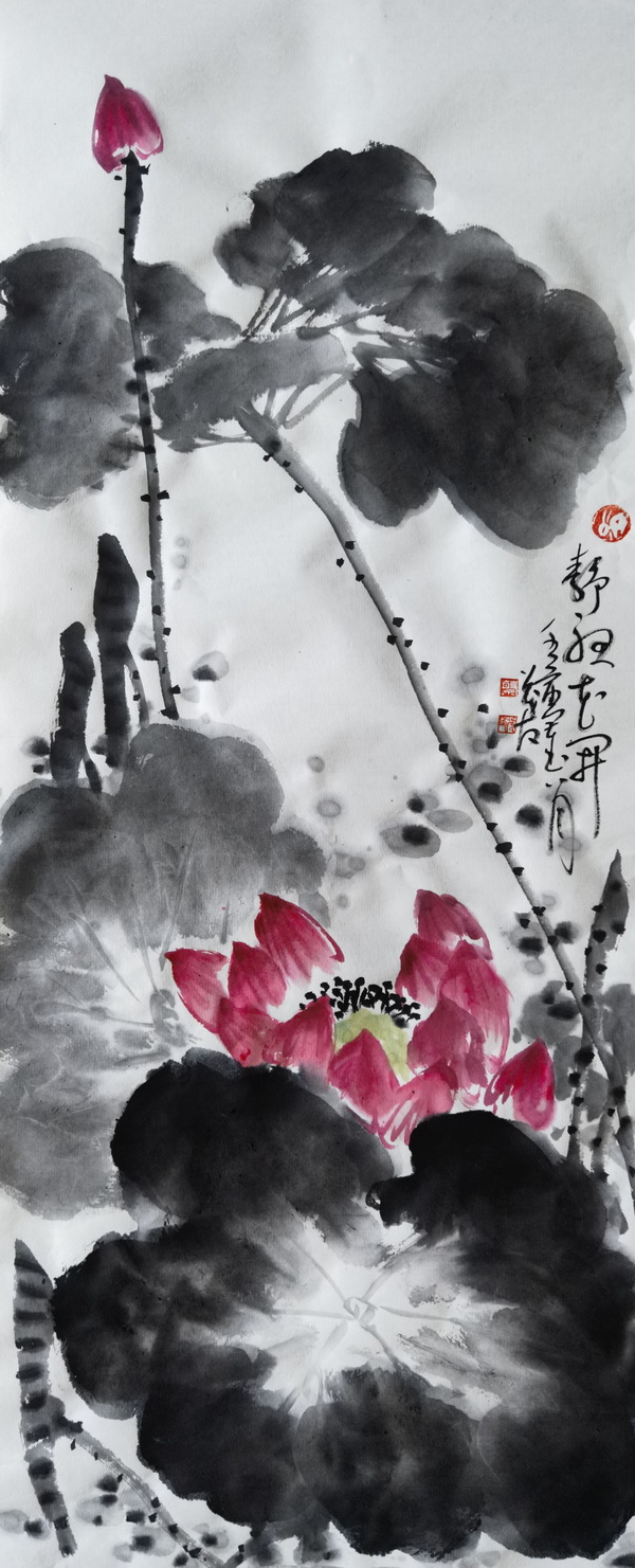 静听花开蔡茂友壬寅年水墨荷花作品欣赏