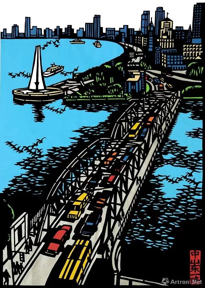 李守白-海派剪纸-《中山东路》2017年李守白-海派剪纸-《圆明园路》