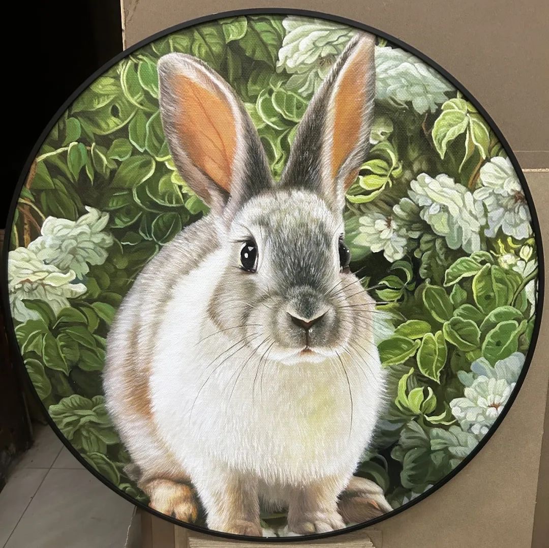 兔闻花香兔年画兔说兔