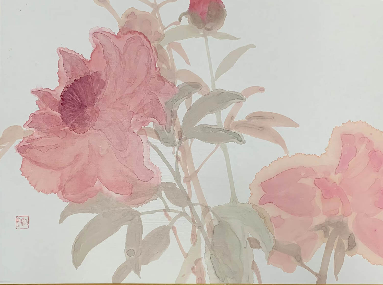 柳妍《芳华》国画 43cm×58cm 2020罗敏 《金诗》 油画 8cm×8cm×20