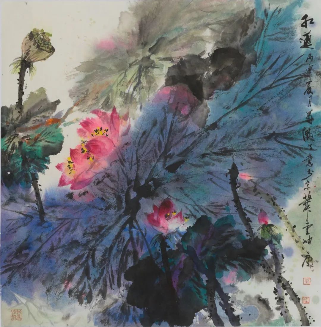 明月双飞68x138cm清新幽境53x53cm秋风起兮秋荷劲放69x69cm深谷幽情53