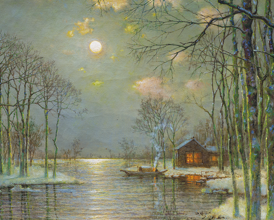 2023西泠春拍重磅颜文梁市场唯一油画对屏日月光华