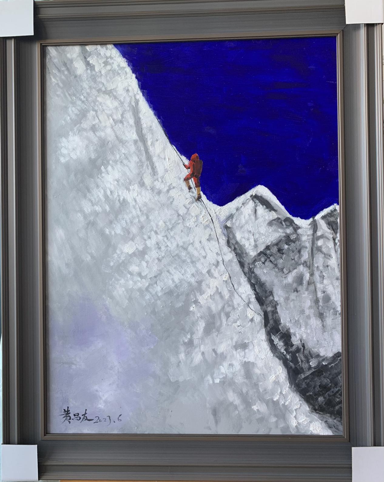 深圳画家黄昌友原创油画作品入展亚运会"中国体育美术展"_展览现场