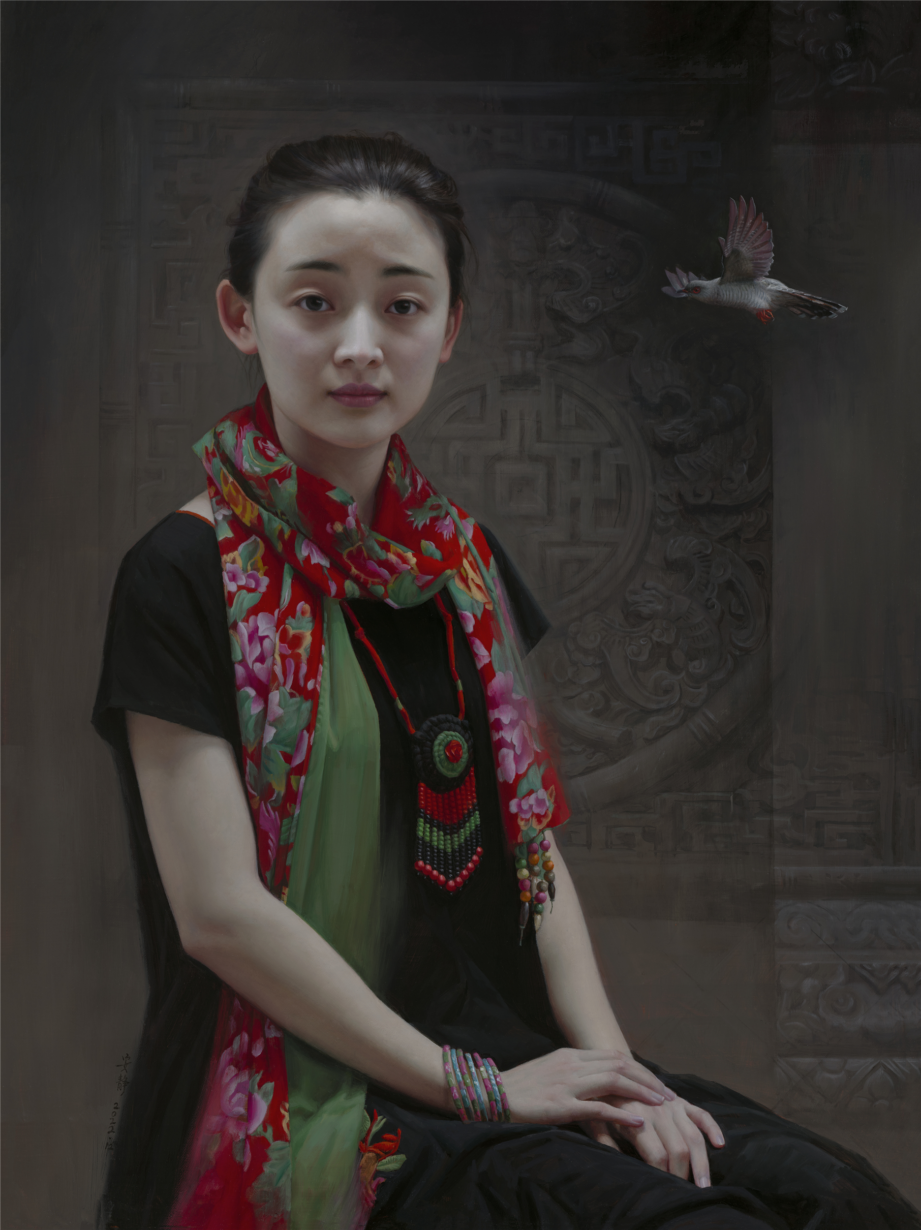 安静《布谷鸟》60x80cm布面油画  2022年蔡杰《浮生》  布面油画  40