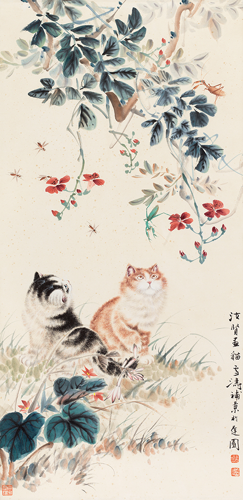 汝贤画猫雪涛補景