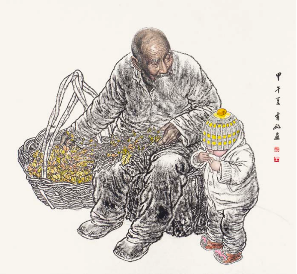 李宝林仰望伟峰中国画240cm×124cm北京张道兴多彩路径中国画226cm