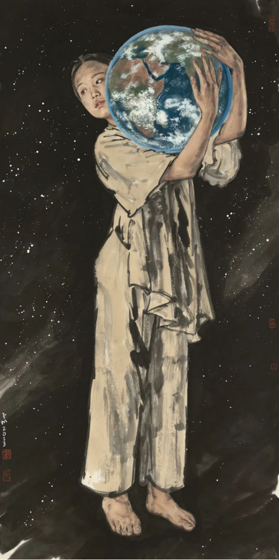 130×34cm印屏 2023年赵舒燕《不眠的肖像1》70x80cm布面油画 2020