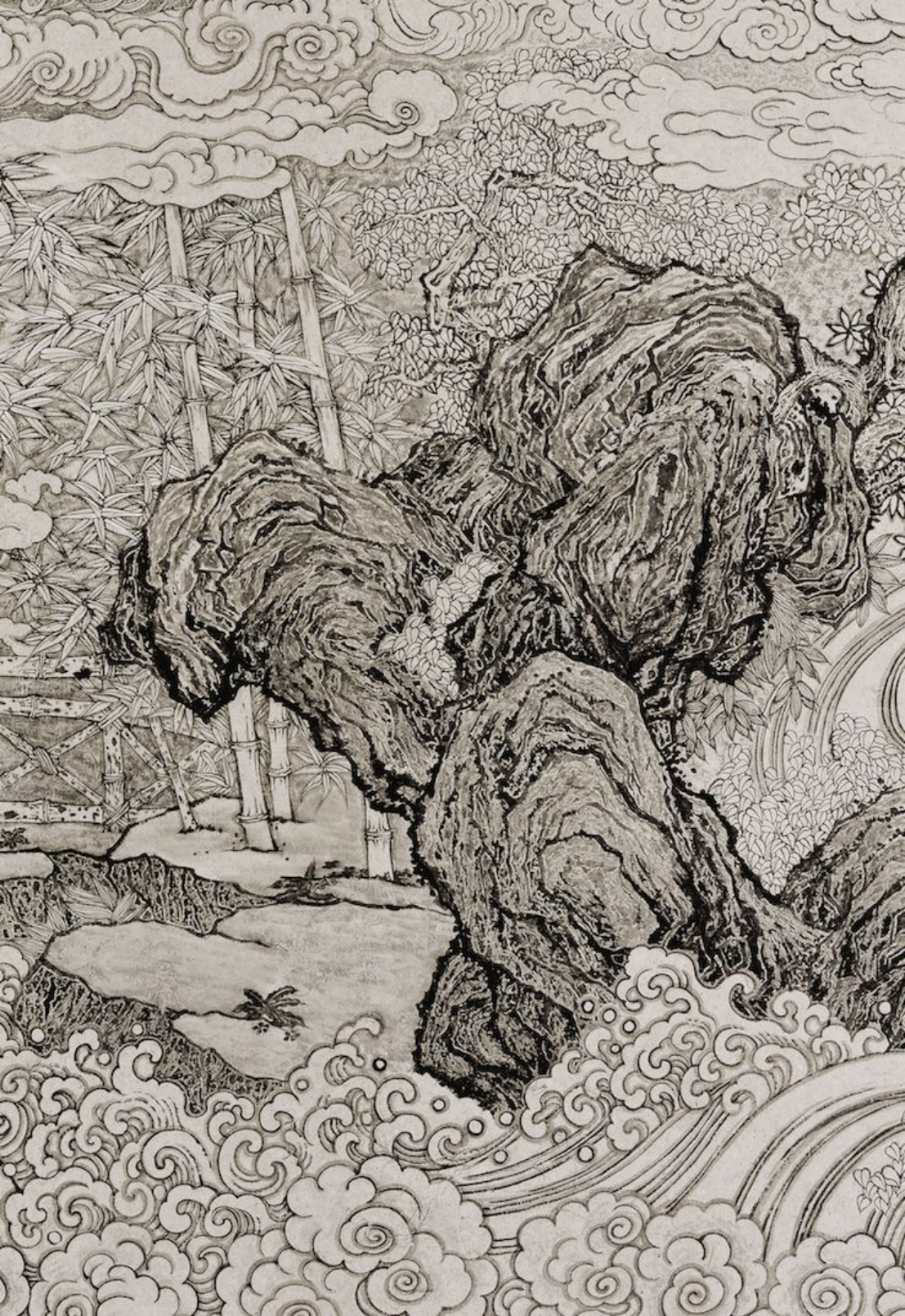 经典对画苏柏斗法海寺壁画白描作品