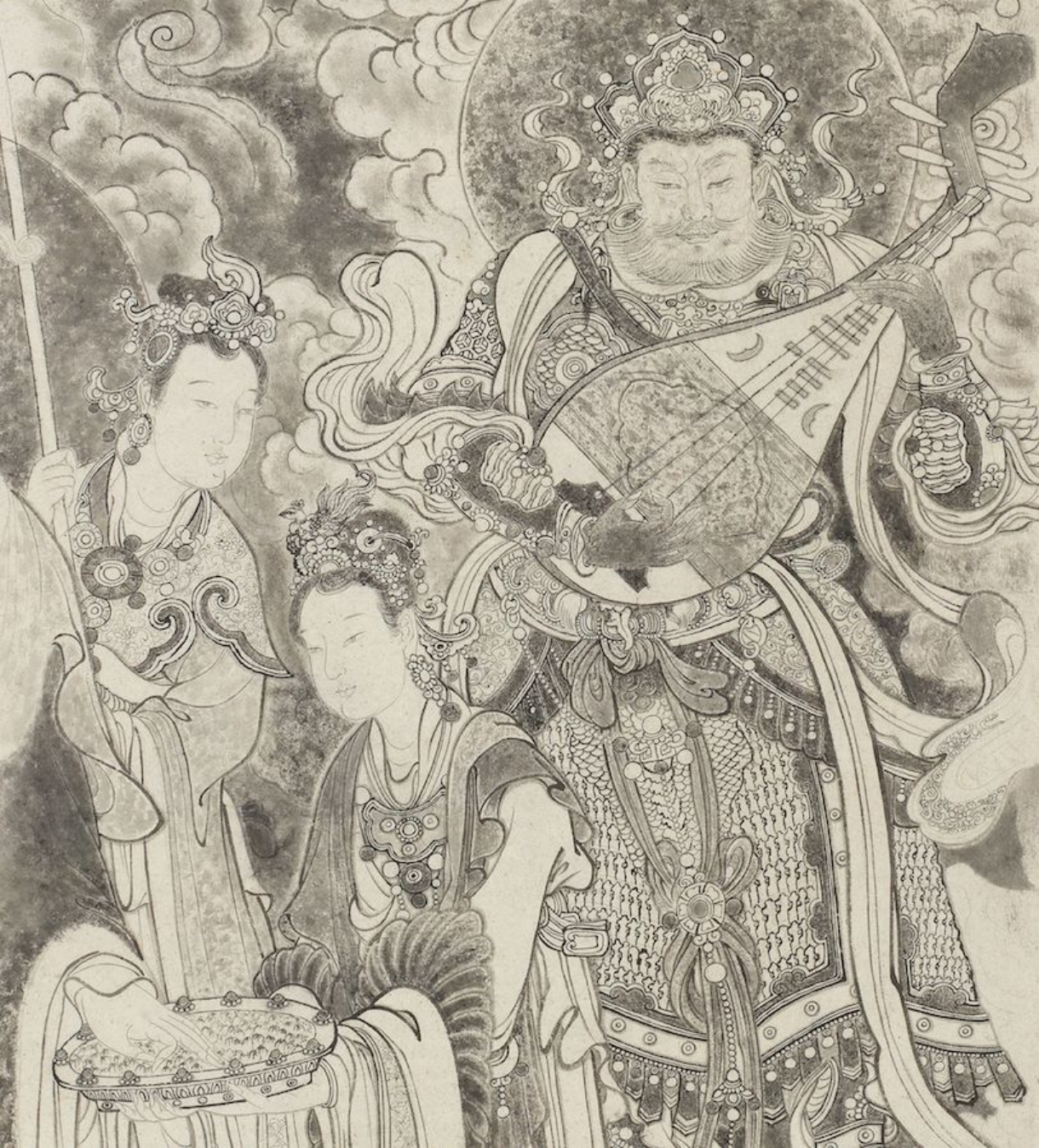 经典对画苏柏斗法海寺壁画白描作品