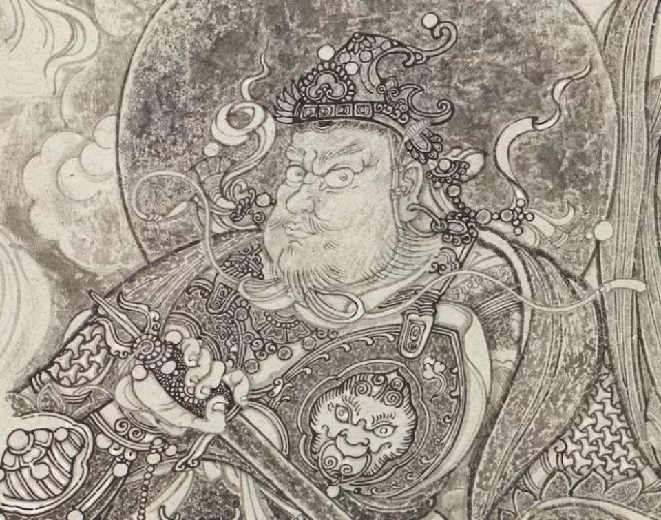经典对画苏柏斗法海寺壁画白描作品