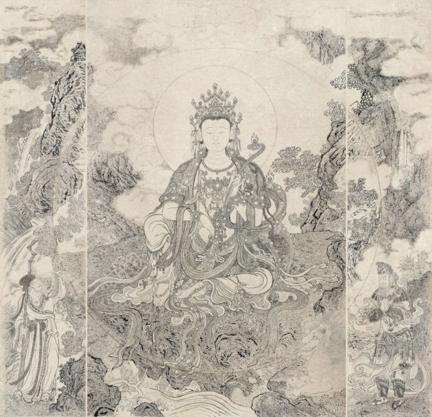 国画白描底稿壁画图片