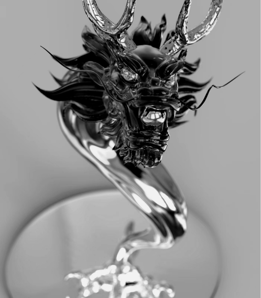 傅榆翔作品"走蛟化龙" 雕塑图腾