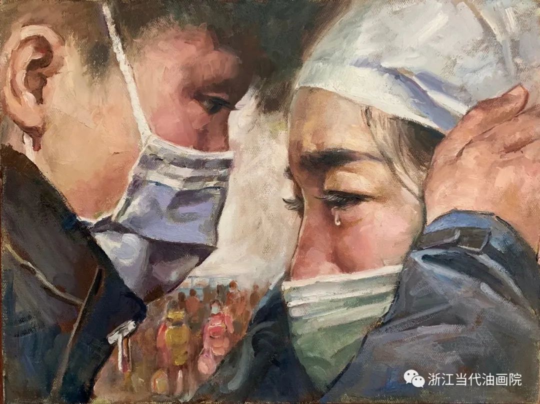 李忠良《通往江边的路》油画何清源《心之所往之二》油画朱金华《国于