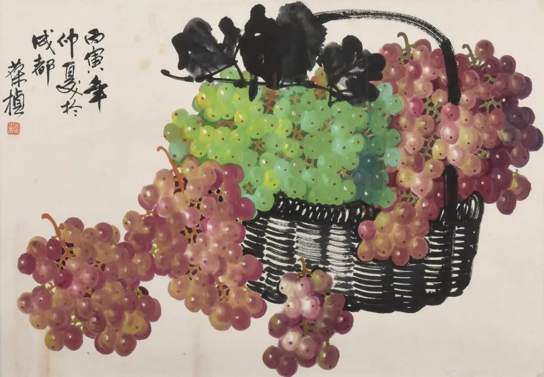 lot 807 苏葆桢 葡萄果篮 设色纸本镜心规格:45.5 x 65.5 cm 约2.
