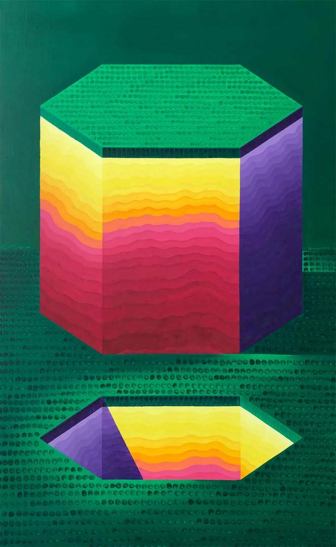 俸正杰  《空间系列-六边体》  布面油画  160x100cm  2014