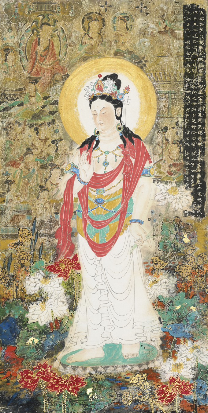 敦煌重彩观音菩萨像一当代全能型艺术家邓敬民的佛教艺术