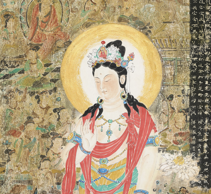 敦煌重彩观音菩萨像一当代全能型艺术家邓敬民的佛教艺术